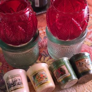 Yankee Candle Festive Red and Green Votive Holders